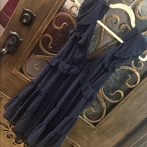 Elegant Navy Blue Women's Mini Romper Dress